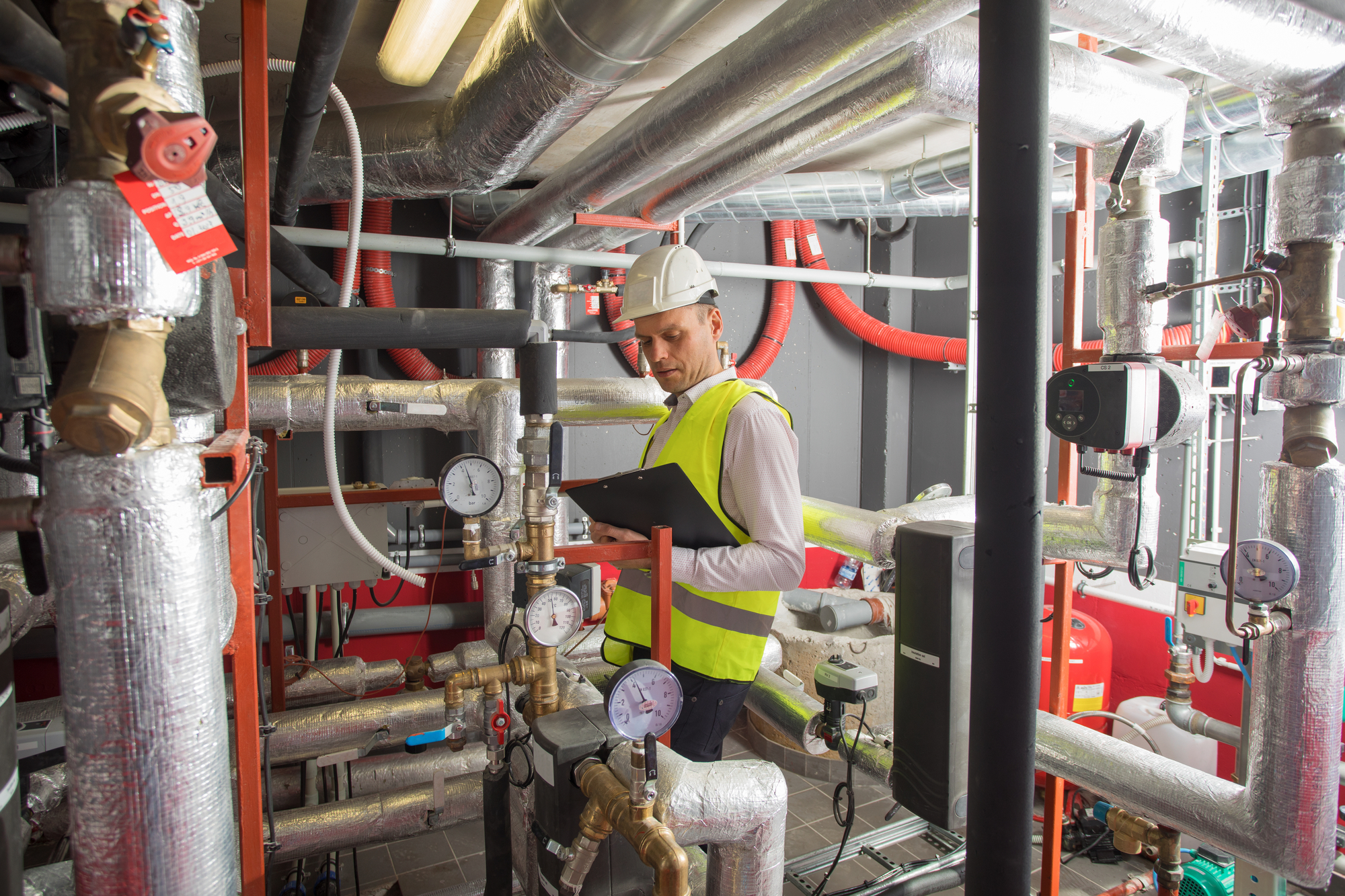 Technician Providing Boiler Service